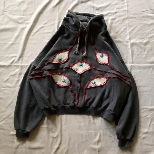Harajuku Eye Patchwork Hoodie